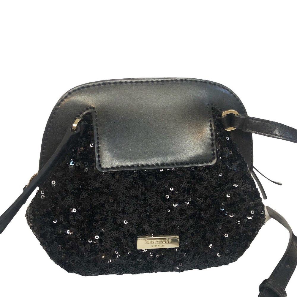 Kate Spade Scotty Riva Crossbody Purse Sequin Leather Bow - Picture 4 of 9